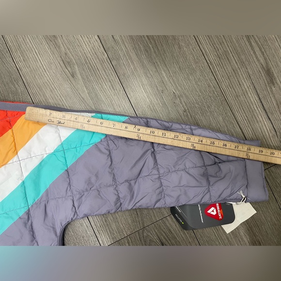 Free People Pippa Printed Packable‎ Puffer Jacket Steel Peach Combo Large - Picture 7 of 12